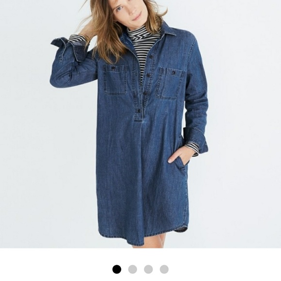 Madewell Denim Popover Shirt Dress Long 